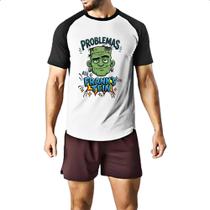 Camiseta Raglan Problemas ate o Franks Tein Camiseta Raglan Problemas ate o Franks Tein