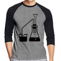Camiseta Raglan Química Erlenmeyer e Bequer Manga 3/4 - Foca na Moda