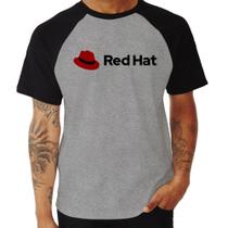 Camiseta Raglan Red Hat Linux Logo - Foca na Moda