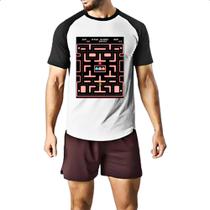 Camiseta Raglan Retro Game Miss Pacman Camiseta Raglan Retro Game Miss Pacman