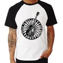 Camiseta Raglan Rock n Roll Never Die Guitarra - Foca na Moda Camiseta Raglan Rock n Roll Never Die Guitarra - Foca na Moda