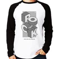 Camiseta Raglan Rock & Roll will never die Manga Longa - Foca na Moda Camiseta Raglan Rock & Roll will never die Manga Longa - Foca na Moda