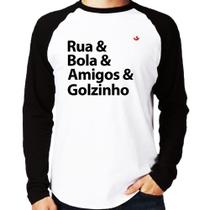 Camiseta Raglan Rua & Bola & Amigos & Golzinho Manga Longa - Foca na Moda