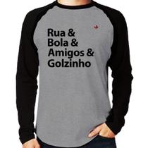 Camiseta Raglan Rua & Bola & Amigos & Golzinho Manga Longa - Foca na Moda