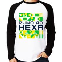 Camiseta Raglan Rumo ao Hexa Manga Longa - Foca na Moda