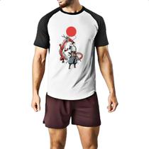 Camiseta Raglan Samurai Dragao sol nascente Camiseta Raglan Samurai Dragao sol nascente