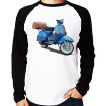 Camiseta Raglan Scooter Azul Manga Longa - Foca na Moda