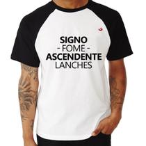 Camiseta Raglan Signo: fome - Ascendente: lanches - Foca na Moda