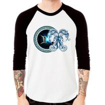 Camiseta Raglan Signo Gêmeos Astrologia Manga 3/4 - Foca na Moda