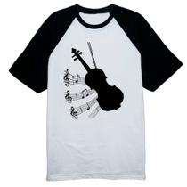 Camiseta Raglan Silhuetta Musica Violino Camiseta Raglan Silhuetta Musica Violino