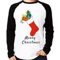 Camiseta Raglan Socket Merry Christmas Manga Longa - Foca na Moda