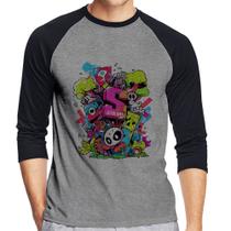 Camiseta Raglan Street Style Manga 3/4 - Foca na Moda Camiseta Raglan Street Style Manga 3/4 - Foca na Moda
