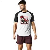 Camiseta Raglan T-Rex eletrico