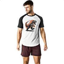 Camiseta Raglan T-Rex flamejante