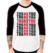 Camiseta Raglan Thank You Cruz Manga 3/4 - Foca na Moda