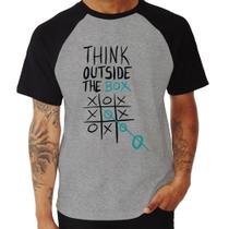 Camiseta Raglan Think Outside The Box - Foca na Moda Camiseta Raglan Think Outside The Box - Foca na Moda