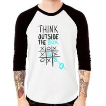 Camiseta Raglan Think Outside The Box Manga 3/4 - Foca na Moda Camiseta Raglan Think Outside The Box Manga 3/4 - Foca na Moda