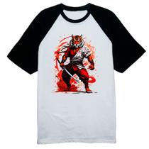 Camiseta Raglan Tigre samurai splash arte Camiseta Raglan Tigre samurai splash arte