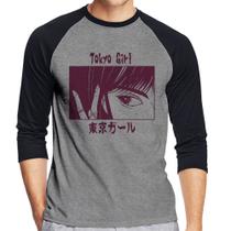 Camiseta Raglan Tokio Girl Manga 3/4 - Foca na Moda