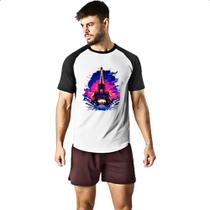 Camiseta Raglan Torre Eiffel Sunset Splash Camiseta Raglan Torre Eiffel Sunset Splash