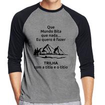 Camiseta Raglan Trilha com a titia e o titio Trekking Manga 3/4 - Foca na Moda