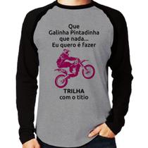Camiseta Raglan Trilha com o titio (moto rosa) Manga Longa - Foca na Moda Camiseta Raglan Trilha com o titio (moto rosa) Manga Longa - Foca na Moda