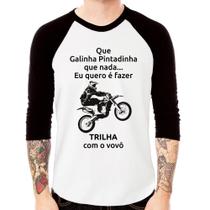 Camiseta Raglan Trilha com o vovô Manga 3/4 - Foca na Moda