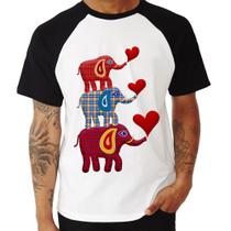 Camiseta Raglan Trio Elefantes - Foca na Moda Camiseta Raglan Trio Elefantes - Foca na Moda