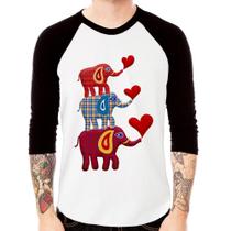 Camiseta Raglan Trio Elefantes Manga 3/4 - Foca na Moda Camiseta Raglan Trio Elefantes Manga 3/4 - Foca na Moda