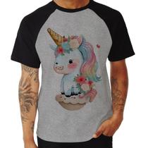 Camiseta Raglan Unicórnio Bebê - Foca na Moda