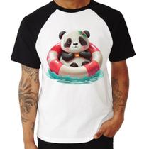 Camiseta Raglan Ursinha Relaxando Na Piscina - Foca na Moda