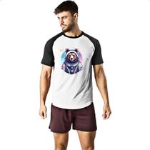 Camiseta Raglan Urso pardo astronauta