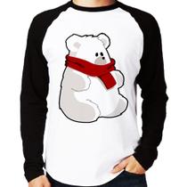 Camiseta Raglan Urso Polar Manga Longa - Foca na Moda Camiseta Raglan Urso Polar Manga Longa - Foca na Moda