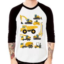 Camiseta Raglan Veículos de construção Manga 3/4 - Foca na Moda