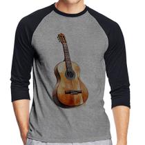 Camiseta Raglan Violão Manga 3/4 - Foca na Moda