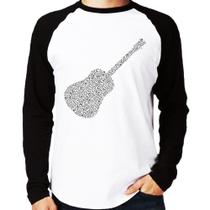 Camiseta Raglan Violão Notas Musicais Manga Longa - Foca na Moda Camiseta Raglan Violão Notas Musicais Manga Longa - Foca na Moda