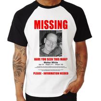 Camiseta Raglan Walter White Missing - Foca na Moda Camiseta Raglan Walter White Missing - Foca na Moda
