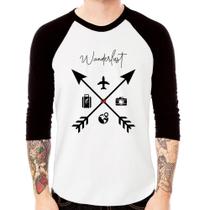 Camiseta Raglan Wanderlust Manga 3/4 - Foca na Moda