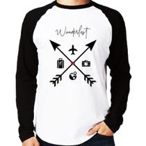 Camiseta Raglan Wanderlust Manga Longa - Foca na Moda