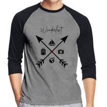 Camiseta Raglan Wanderlust Veleiro Manga 3/4 - Foca na Moda Camiseta Raglan Wanderlust Veleiro Manga 3/4 - Foca na Moda