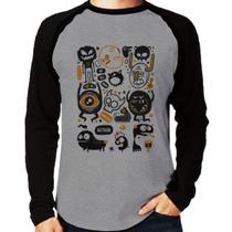 Camiseta Raglan We all have monsters within Manga Longa - Foca na Moda