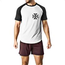 Camiseta Raglan West coast chopper cruz negra brasao