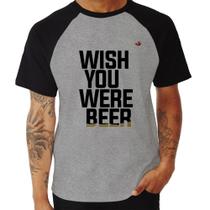 Camiseta Raglan Wish you were beer - Foca na Moda Camiseta Raglan Wish you were beer - Foca na Moda