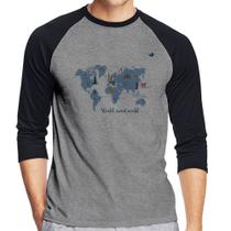 Camiseta Raglan World sweet world Manga 3/4 - Foca na Moda