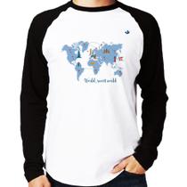 Camiseta Raglan World sweet world Manga Longa - Foca na Moda Camiseta Raglan World sweet world Manga Longa - Foca na Moda
