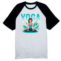 Camiseta Raglan Yoga meditacao plantas verdes
