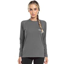 Camiseta Raglan Zor Feminina Manga Longa Cinza Aço Casual Confortável e Estilosa Camiseta Raglan Zor Feminina Manga Longa Cinza Aço Casual Confortável e Estilosa