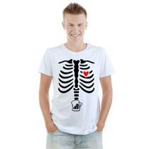 Camiseta Raio x Cerveja Esqueleto Camisa Personalizada Blusa Adulto Algodão com Poliéster