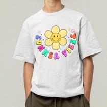 Camiseta Rapazes Camiseta Impressão De Desenho Flower Good Vibes Estilo Rua Americano