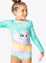 Camiseta Rash Guarda Solar Infantil Menina Puket Unicórnio